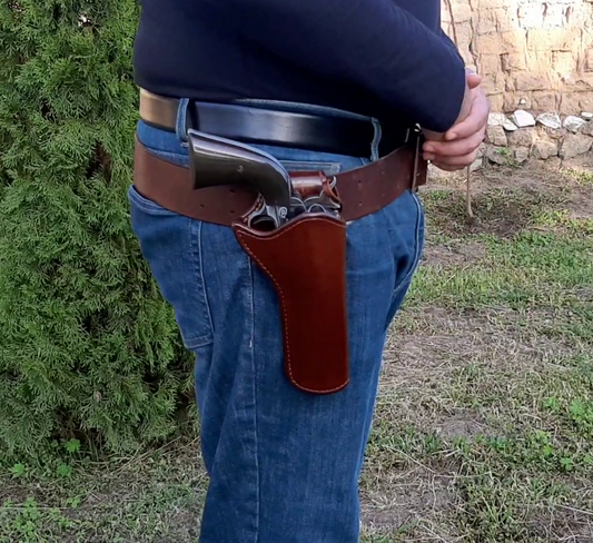 leather holster for single action revolvers Colt, Ruger, Uberti, Umarex custom barrel Traditional style  (Made to order)