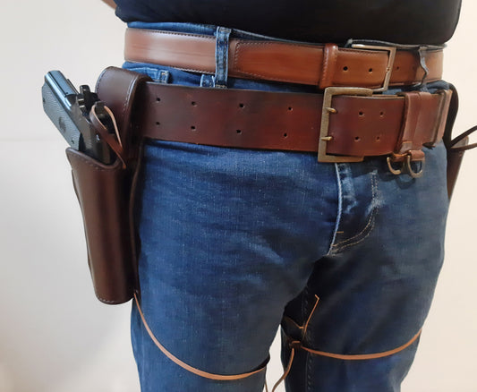 Leather Holster for Colt 1911 Western style with leg tie (Made to order)