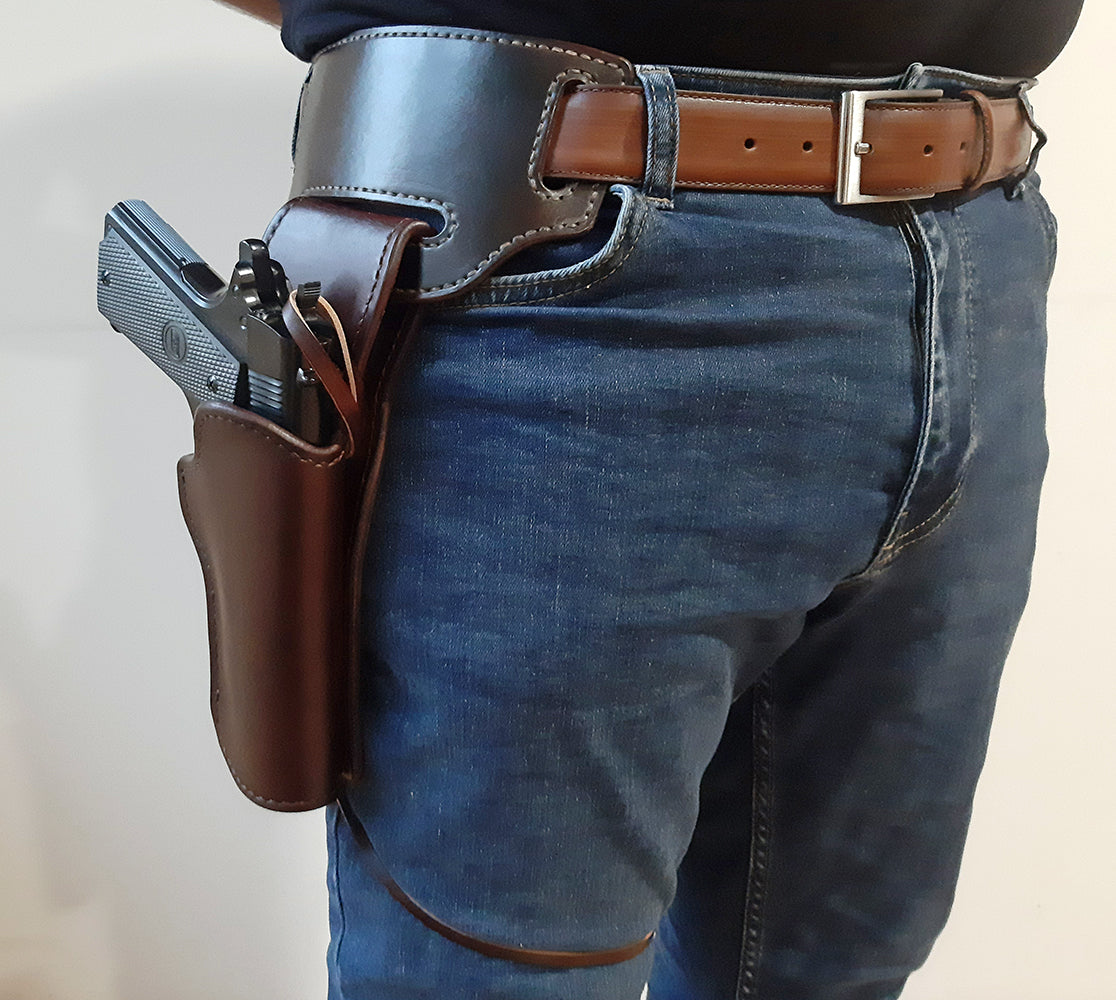 Leather Holster for Colt 1911 Western style with leg tie (Made to order)