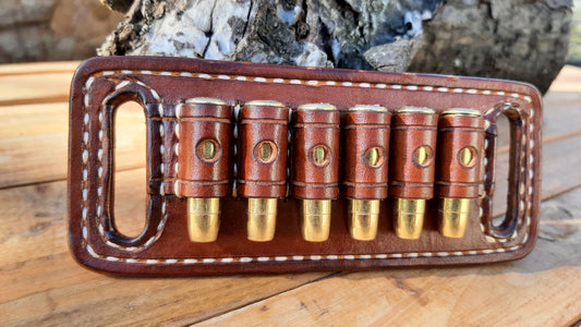 Leather Cartridge holder 6 Loops for custom belt (Made to order)
