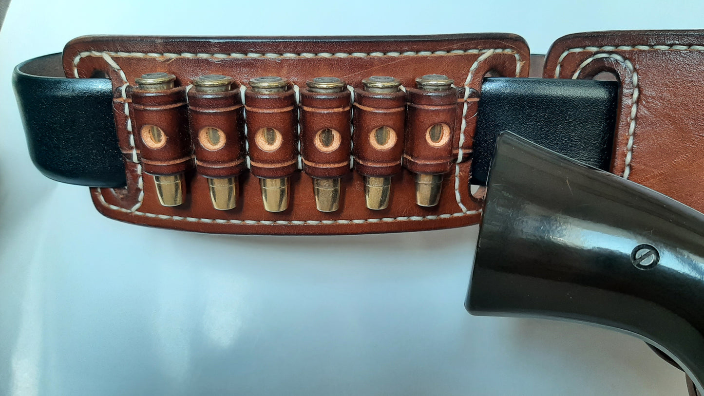 Leather Cartridge holder 6 Loops for custom belt (Made to order)