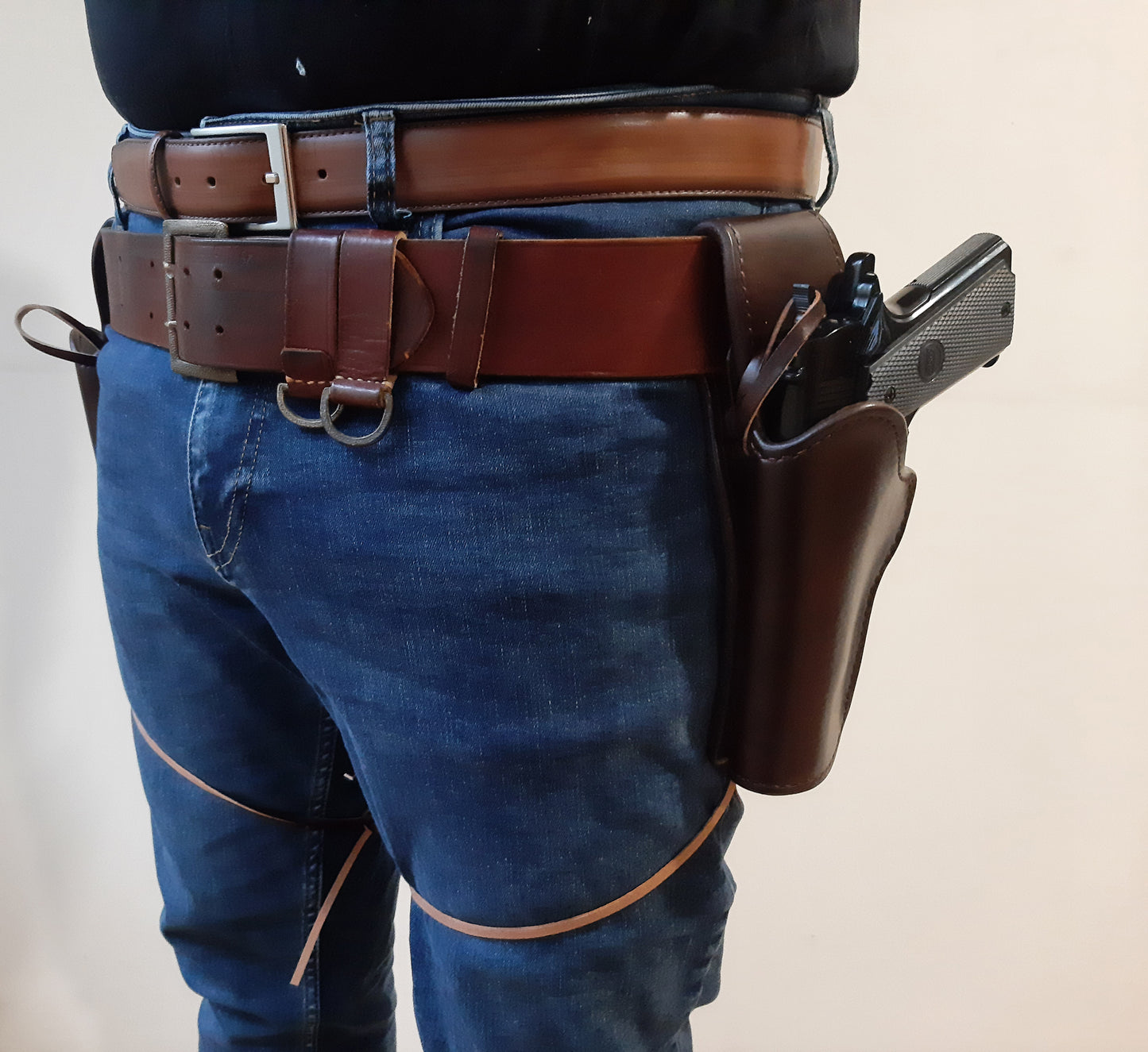 Leather Holster for Colt 1911 Western style with leg tie (Made to order)