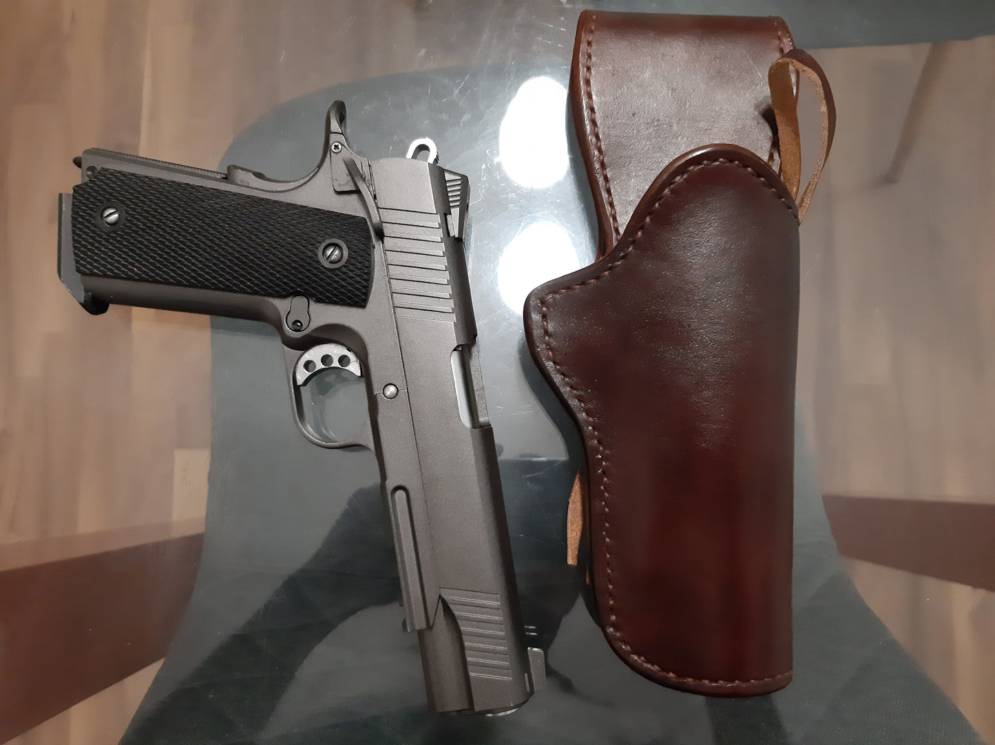 Leather Holster for Colt 1911 Western style with leg tie (Made to order)
