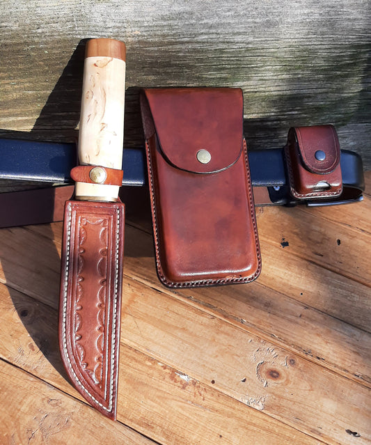 Rustic Elegance Leather holster for Cell phone (Made to order)