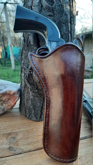 leather holster for single action revolvers Colt, Ruger, Uberti, Umarex custom barrel Traditional style  (Made to order)