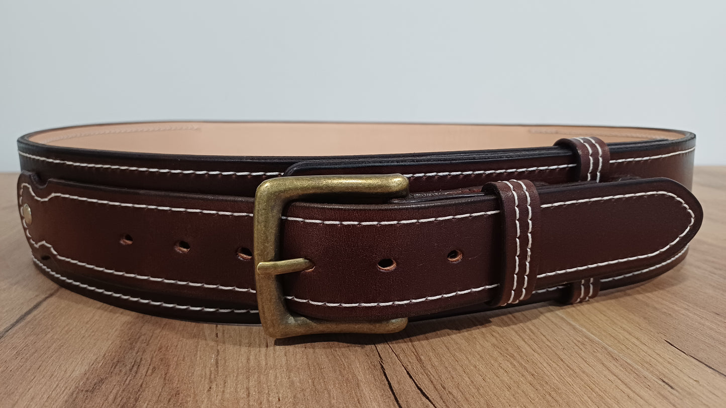 leather Western Gun Belt 2.5" width for two holsters, 18 loops   (Made to order)