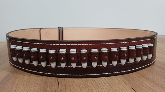 leather Western Gun Belt 2.5" width for two holsters, 18 loops   (Made to order)