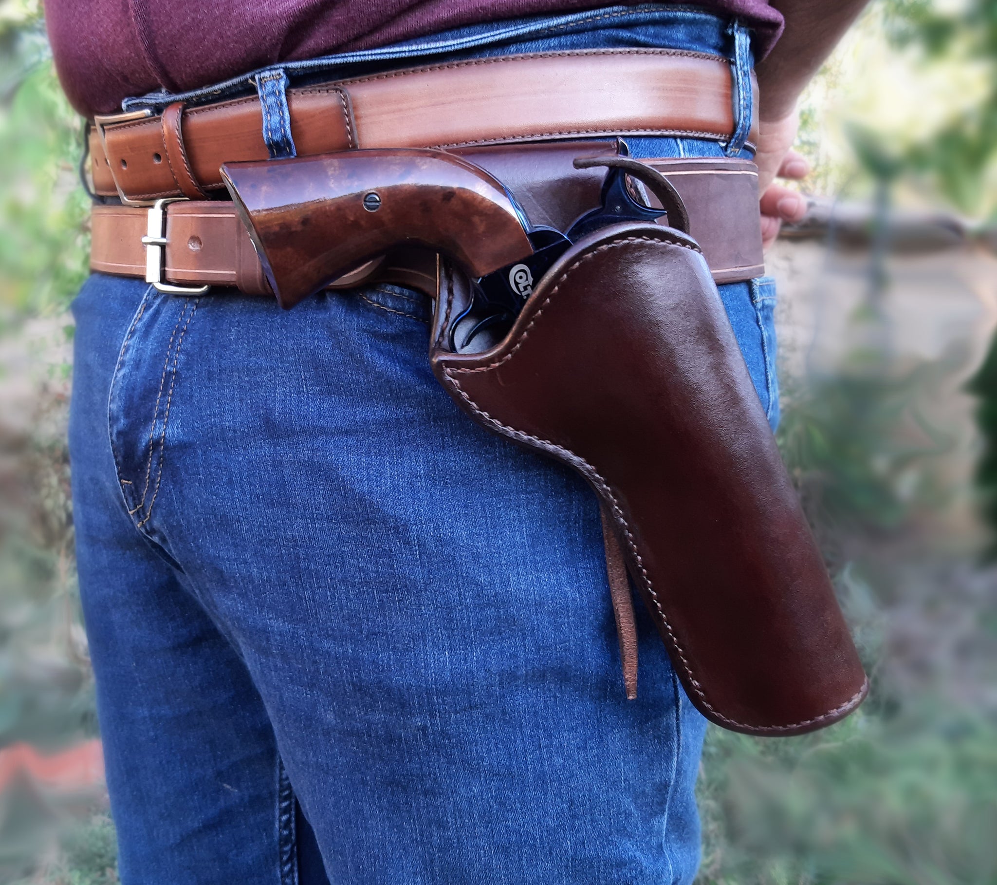 leather holster for single action revolvers Colt SAA, custom barrel Cr ...