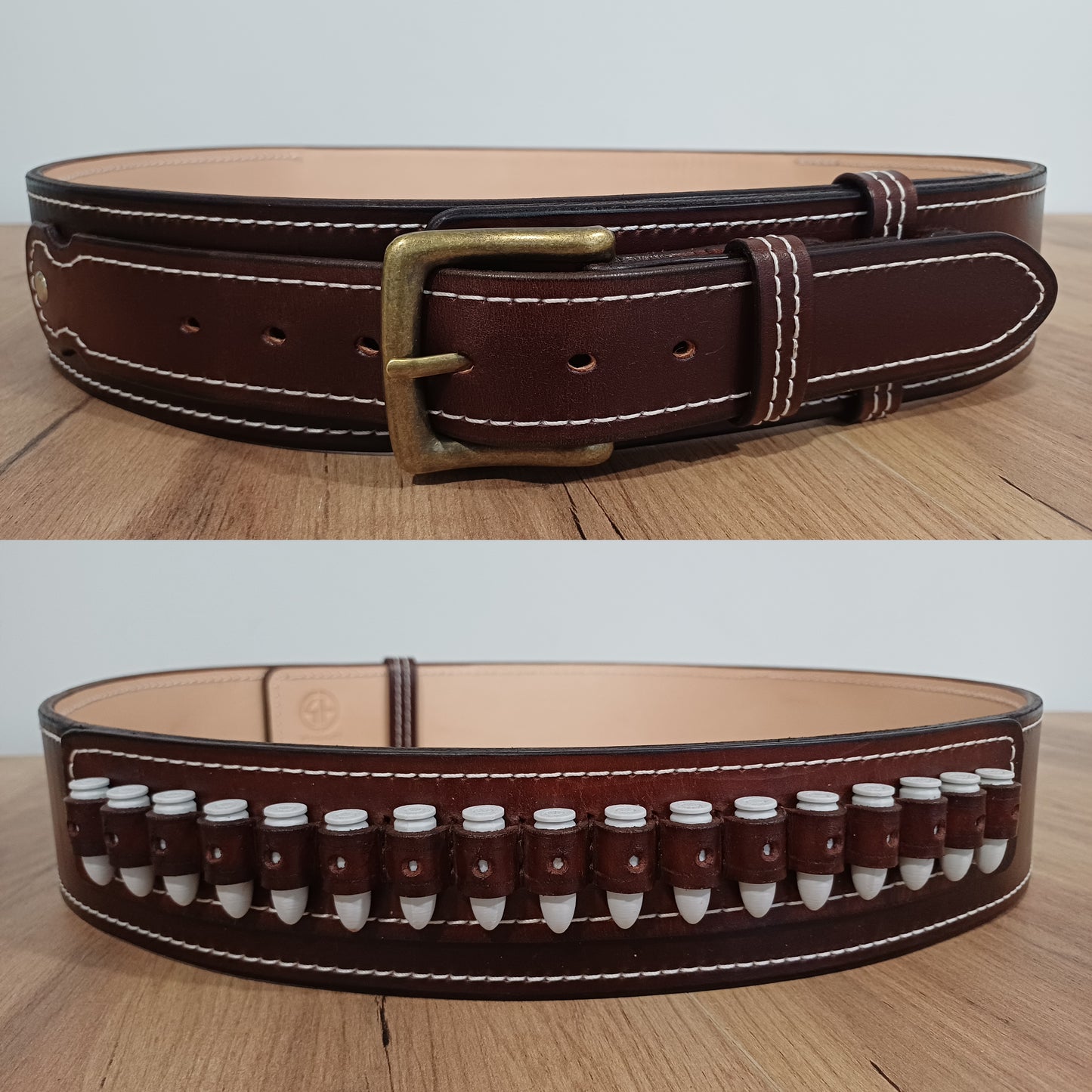 leather Western Gun Belt 2.5" width for two holsters, 18 loops   (Made to order)