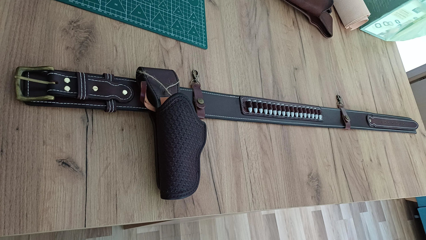 leather Western Gun Belt 2.5" width for two holsters, 18 loops   (Made to order)