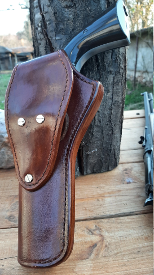 leather holster for single action revolvers Colt, Ruger, Uberti, Umarex custom barrel Traditional style  (Made to order)